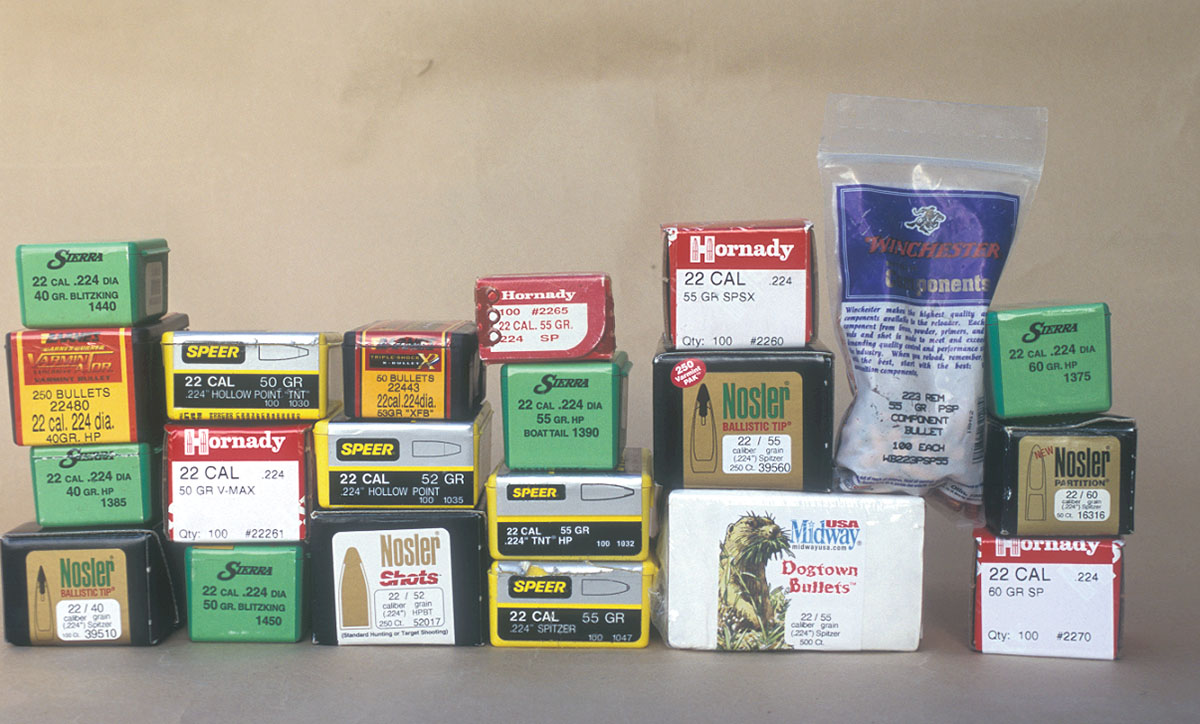 This is a small sampling of suitable bullets for handloading the .22-250 Remington.